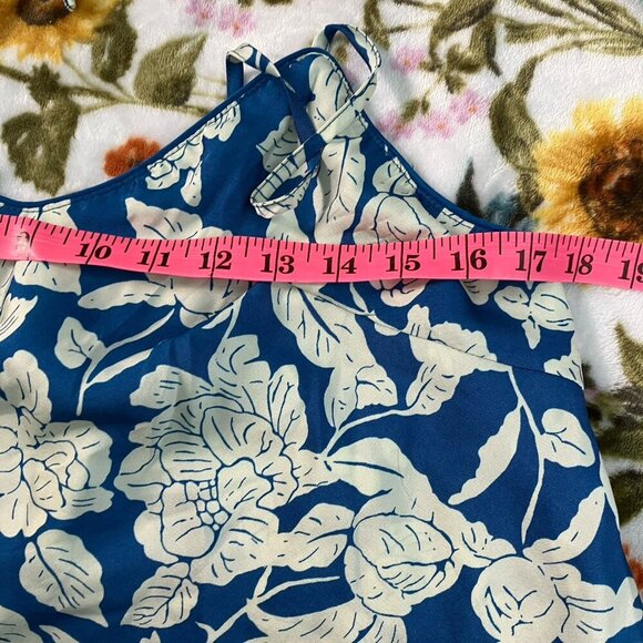 Maree Maree Sleep Set Womens L Blue White Floral Satin Tank & Shorts Loungewear - Picture 13 of 13
